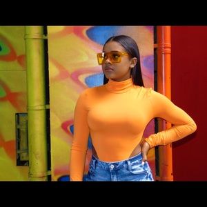 Orange High Cut Bodysuit